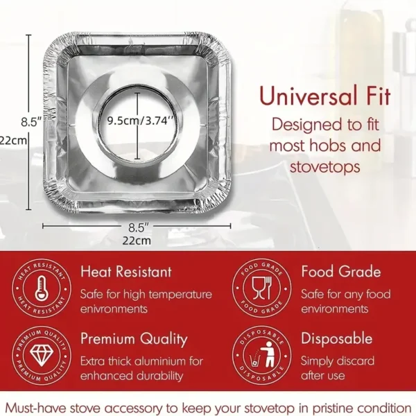 Disposable Aluminum Foil Gas Stove Burner Covers – Pack of 10 - Image 2