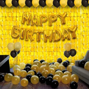 Curtain Foil Block Square Birthday Party Backdrop – Tile Shape | Premium Quality