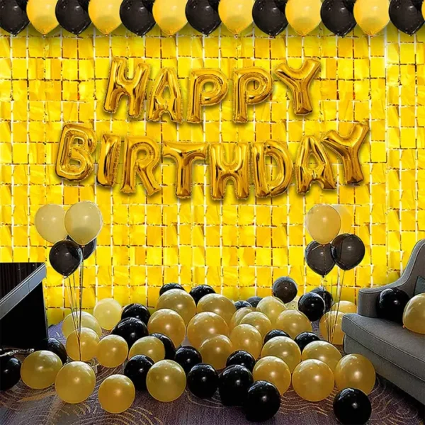 Curtain Foil Block Square Birthday Party Backdrop – Tile Shape | Premium Quality