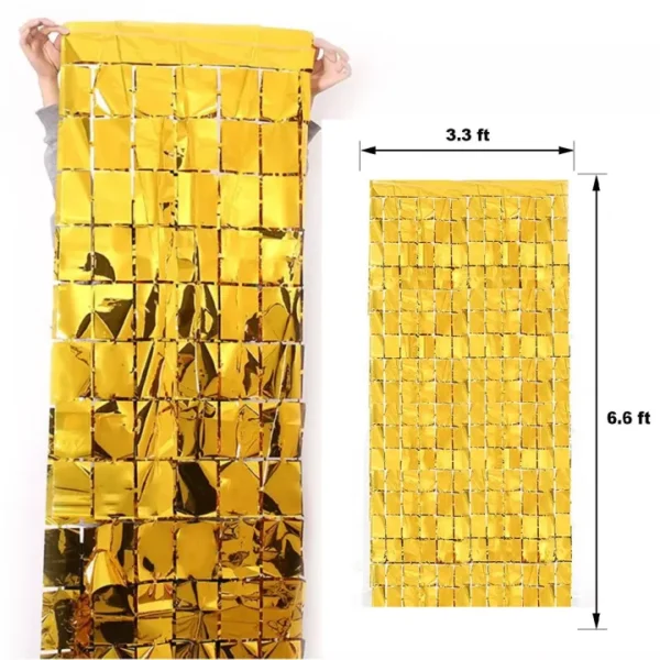 Curtain Foil Block Square Birthday Party Backdrop – Tile Shape | Premium Quality - Image 2