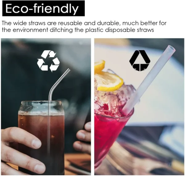 Stainless Steel Reusable Drinking Straws with Cleaning Brush – Eco-Friendly Metal Straws (5-Piece Set) - Image 4
