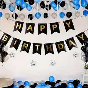 Happy Birthday Banner Foil Letter Bunting – Paper Garland for Birthday Party Room Decoration