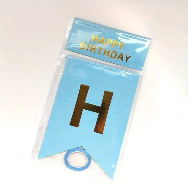 Happy Birthday Banner Foil Letter Bunting – Paper Garland for Birthday Party Room Decoration - Image 8