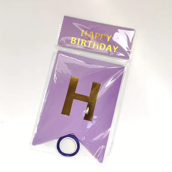 Happy Birthday Banner Foil Letter Bunting – Paper Garland for Birthday Party Room Decoration - Image 9