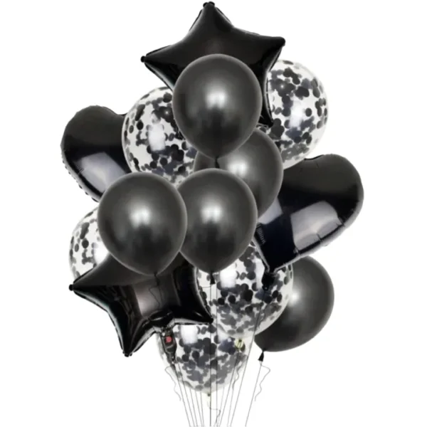 Decorative Balloons Set – 14 Pcs | Heart, Star Foil, Latex & Confetti Balloons – Multi-Color Birthday & Party Decor - Image 4