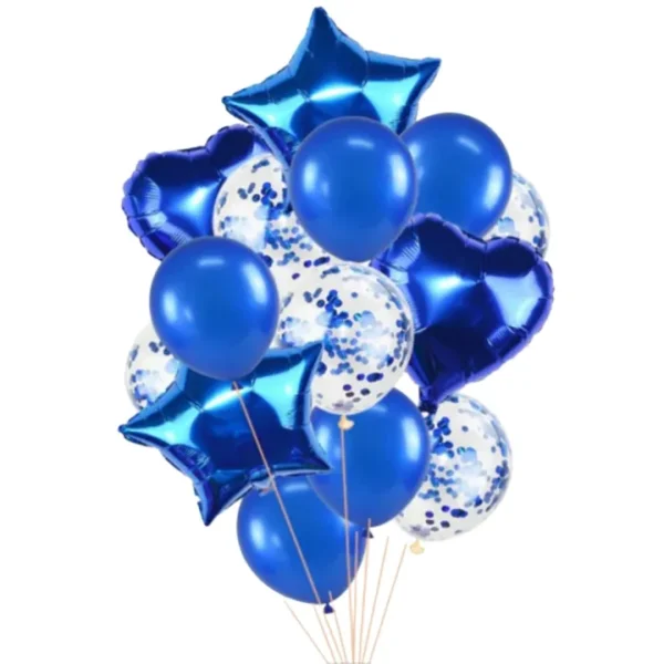 Decorative Balloons Set – 14 Pcs | Heart, Star Foil, Latex & Confetti Balloons – Multi-Color Birthday & Party Decor - Image 5
