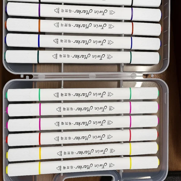 Double Sided Multicolor Marker Set – 12 pcs | Fine & Broad Tips - Image 2
