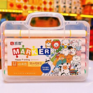 Double Sided Multicolor Marker Set – 12 pcs | Fine & Broad Tips