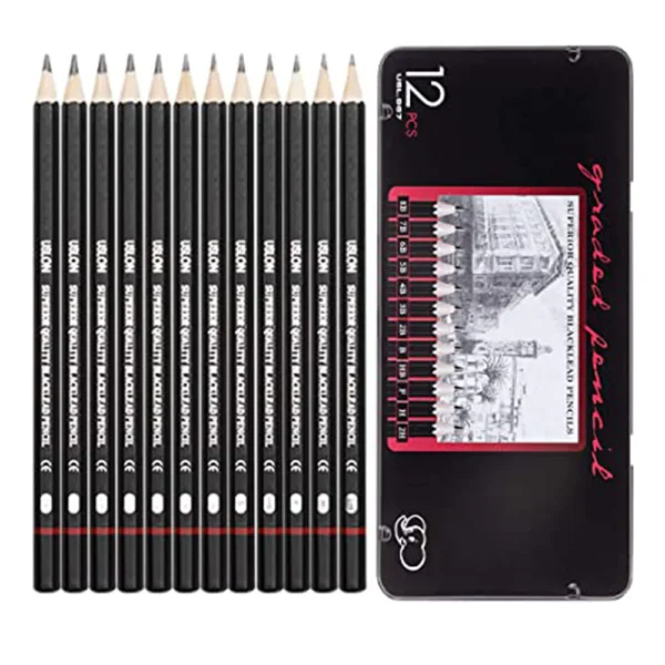 Uslon Graded Sketching Pencils – 12-Piece Tin Pack (8B–2H) - Image 2