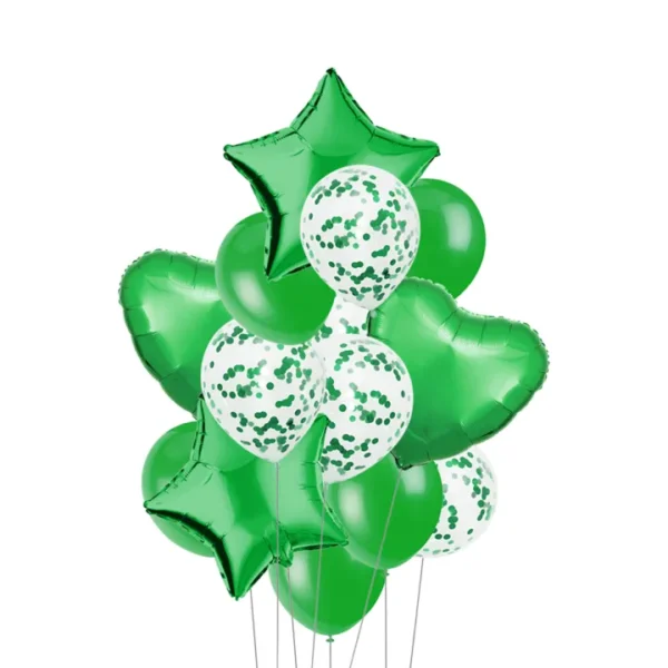 Decorative Balloons Set – 14 Pcs | Heart, Star Foil, Latex & Confetti Balloons – Multi-Color Birthday & Party Decor - Image 6