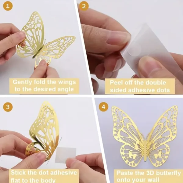 12pcs 3D Butterfly Wall Decals – Decorative Paper Stickers for Walls, Rooms & Events - Image 2