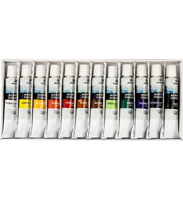 Maries Acrylic Colours Set – 12 Pieces (12ml Each) – 812B