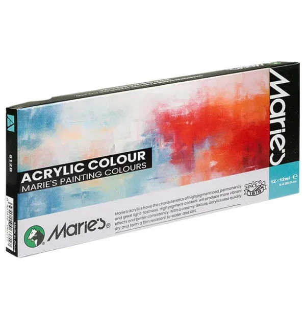 Maries Acrylic Colours Set – 12 Pieces (12ml Each) – 812B - Image 2