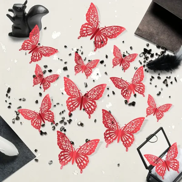 12pcs 3D Butterfly Wall Decals – Decorative Paper Stickers for Walls, Rooms & Events - Image 3
