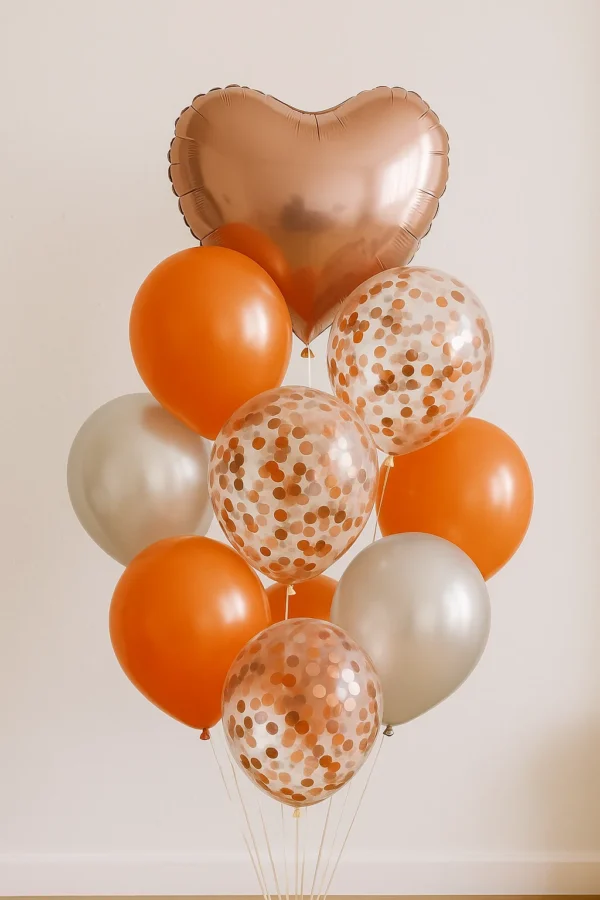 Multi-Color Party Balloons – 9 Pcs Pack | Confetti & Heart Foil Balloon Set - Image 4