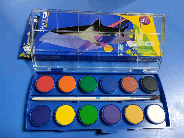 Shark Water Colour Paint – 12 Colours Set with Brush - Image 4