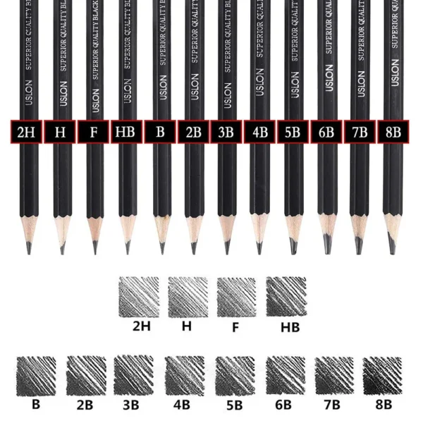 Uslon Graded Sketching Pencils – 12-Piece Tin Pack (8B–2H) - Image 5