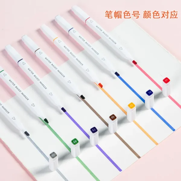 Student Double-Ended Marker Pen – 12 Color Water-Based Washable Markers - Image 3